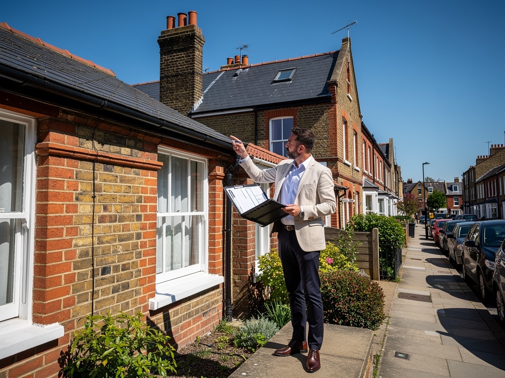 Clapham Surveyors chartered surveyor inspecting a Victorian terraced property